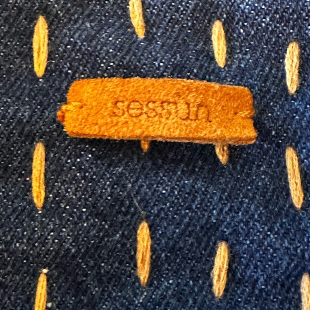 Sessun NWOT SZ Med Chiapello Denium Blue Quilted Vest leather trim‎ reversible - Picture 9 of 14